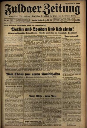 Erste Ausgabe vom Sonntag, den 18. Juli 1937.