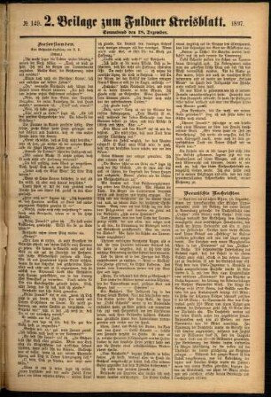 Dritte Ausgabe vom Samstag, den 18. Dezember 1897.
