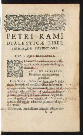 Petri Rami Dialecticae Liber Primus. De Inventione.