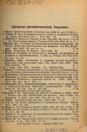 Antiquarischer Catalog von Felix Schneider (Adolf Geering) in Basel, 195. [ca. 1887]