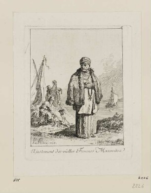 Ajustement des vielles Femmes Moscovites, Blatt 6 der Folge "Deuxième suite d'habillements des femmes de Moscovie"