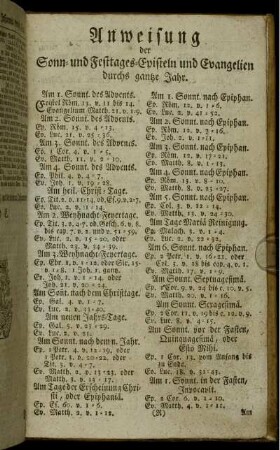 Anweisung der Sonn- und Festtages-Episteln und Evangelien durchs gantze Jahr.