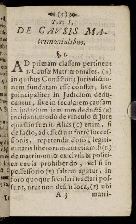 Tit. I. De Causis Matrimonialibus.