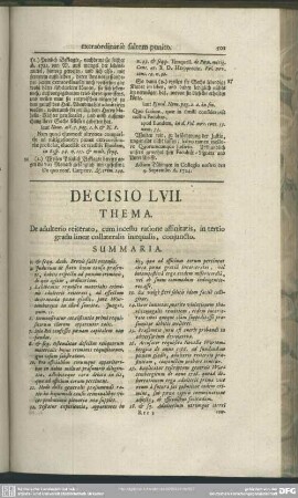 Decisio LVII. De adulterio reiterato, cum incestu ratione affinitatis, in tertio gradu lineae collateralis inaequalis, conjuncto