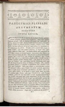 Panegyrici Pliniani Argumentum Scriptore Iusto Lipsio.