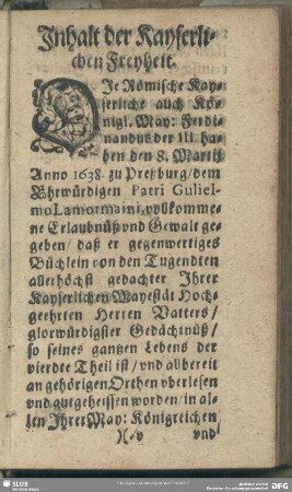 Inhalt der Kayserlichen Freyheit
