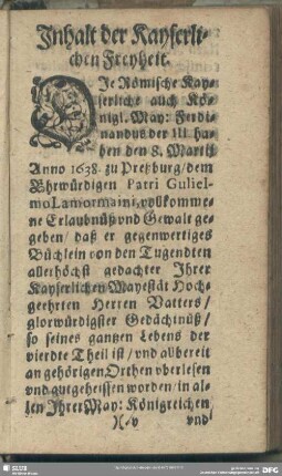 Inhalt der Kayserlichen Freyheit