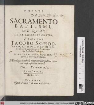 Theses De Sacramento Baptismi