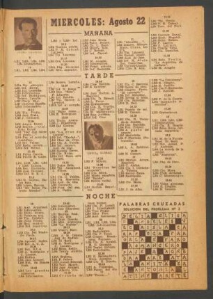 [Programa de] Miércoles: Agosto 22