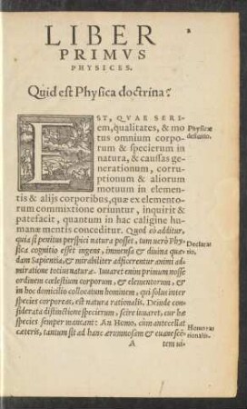 Liber Primus Physices.
