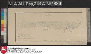 Lage des Münster Polders und Verlauf des Außentiefs vor DORNUMERSIEL Kolorierte Zeichnung von Börner Papier auf Leinen Format 46,5x22,0 M 1:14.480