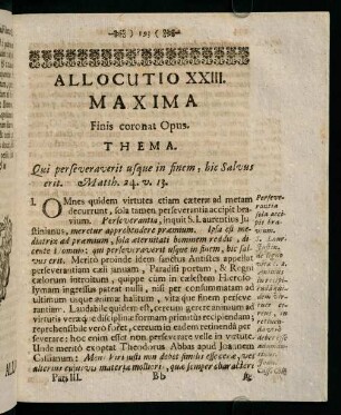 193-201, Allocutio XXIII. Maxima. Finis coronat Opus