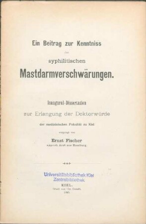 Ein Beitrag zur Kenntniss der syphilitischen Mastdarmverschwärungen