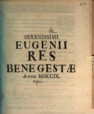 Serenissimi Eugenii Res Bene Gestæ