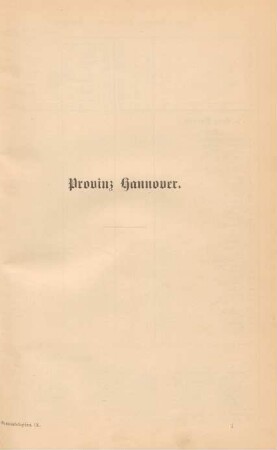 [I. Tabellarischer Theil] Provinz Hannover