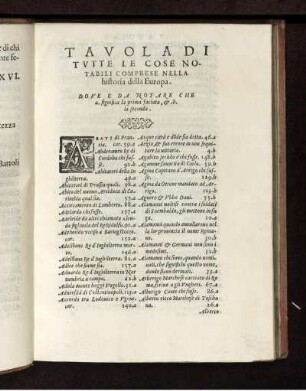 Tavoladi tvtte le cose notabili comprese nella historia della Europa