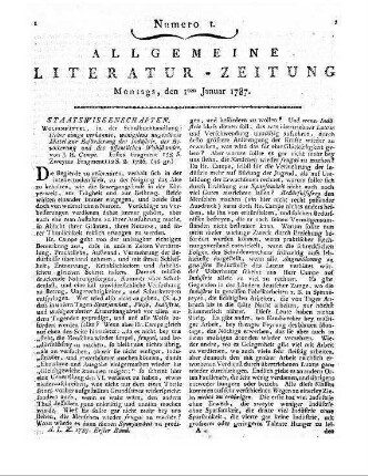 Campe, J. C.: Ueber einige verkannte wenigstens ungenützte Mittel zur Beförderung der Industrie, der Bevölkerung und des öffentlichen Wohlstandes. Fragm. 1-2. Wolfenbüttel: Schulbuchhandlung 1786