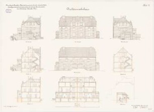 Königliches Materialprüfungsamt, Berlin-Lichterfelde: Direktorenwohnhaus. Ansichten und Schnitte, 1:100