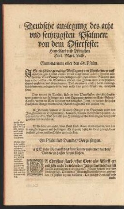 Deudsche auslegung des acht und sechtzigsten Psalmen ...