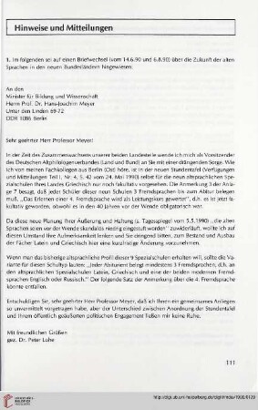 Hinweise und Mitteilungen