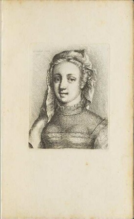 Illustration 2: junge Edelfrau mit Kopfbedeckung [Frontansicht]