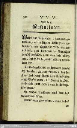 Von dem Nasenbluten
