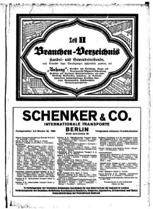 II. Teil Branchen=Verzeichnis