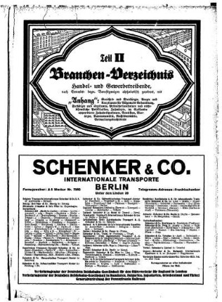 II. Teil Branchen=Verzeichnis