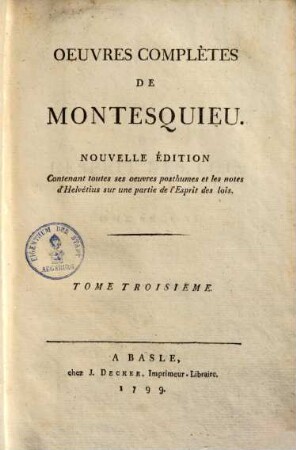 Oeuvres complètes de Montesquieu. 3