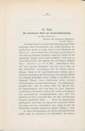 V. Teil. Die stilistischen Mittel der Gestaltendarstellung.