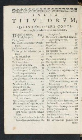 Index Titvlorvm, Qvi In Hoc Opere Continentur, secundum illorum seriem.