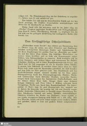 Das fünfzigjährige Schuljubiläum
