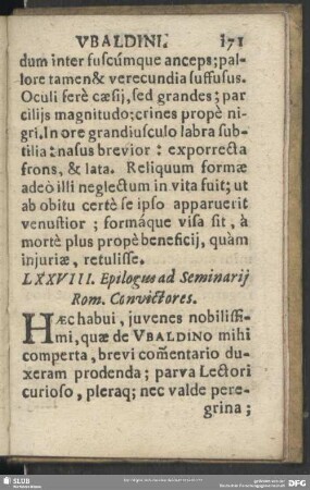 LXXVIII. Epilogus ad Seminarij Rom. Convictores