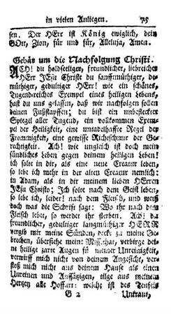 Gebätt um die Nachfolgung Christi.