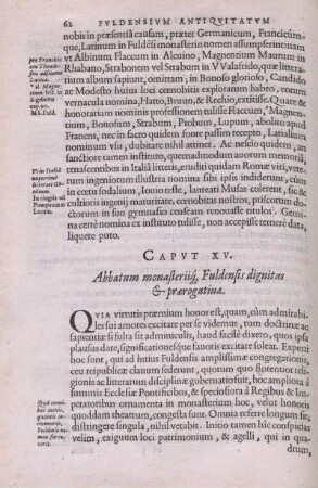 Caput XV. Abbatum monasteriique Fuldensis dignitas & praerogatinae.