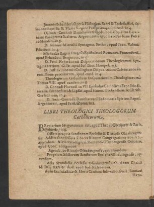 Libri Theologici Theologorum Catholicorum.