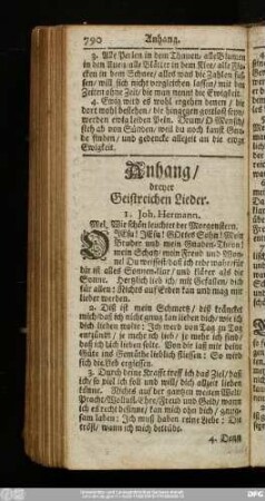 Anhang, dreyer Geistreichen Lieder.