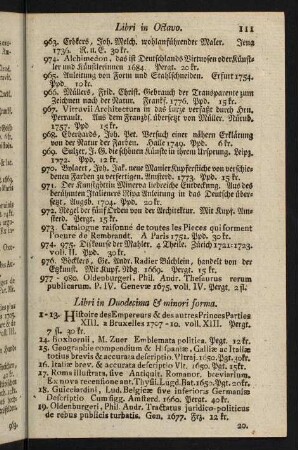 111-120, Libri in Duodecima & minori forma