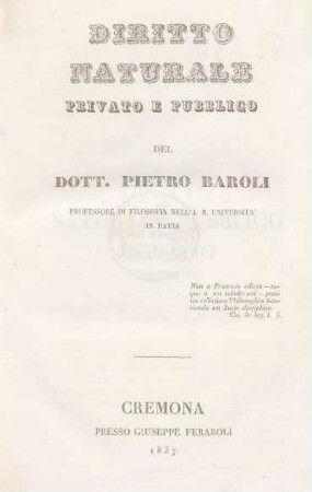 Vol. 4: Diritto naturale privato e pubblico