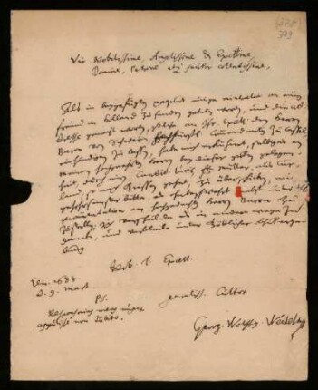Brief von Georg Wolfgang Wedel an Johann Dolaeus