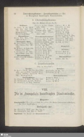 VIII. Die in Evangelicis beauftragten Staatsminister