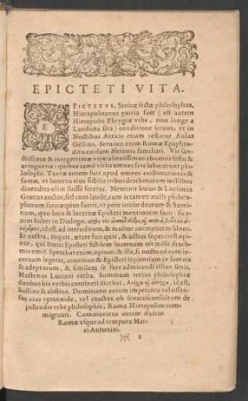 Epicteti Vita.