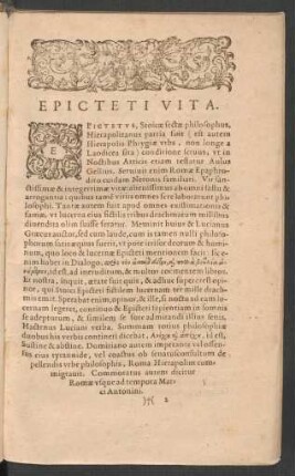 Epicteti Vita.