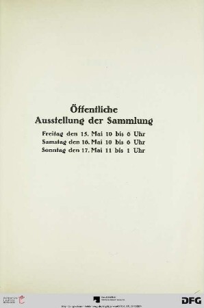 Öffentliche Ausstellung der Sammlung