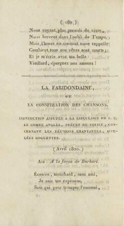 La Faridondaine, Ou La Conspiration Des Chansons.