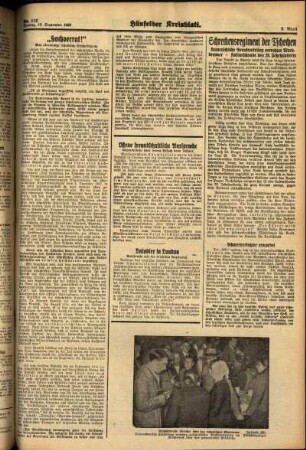 Zweite Ausgabe vom Montag, den 19. September 1938.