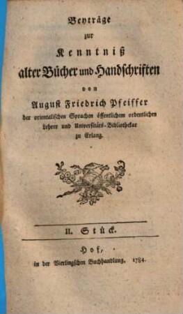 Beyträge zur Kenntniß alter Bücher und Handschriften, 2