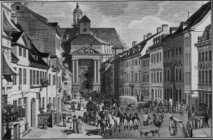 Berlin, Leben und Treiben auf der Brüderstraße. Gemälde von Franz Ludwig Catel, gestochen von Gottlieb Wilhelm Hüllmann