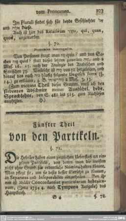 Fünfter Theil von den Partikeln