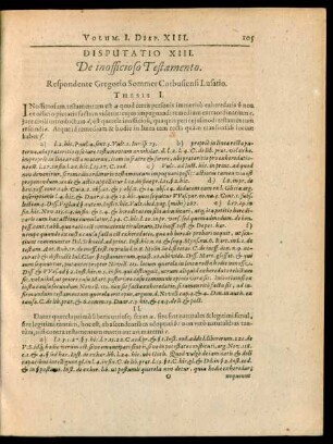 Disputatio XIII. De inofficioso Testamento.